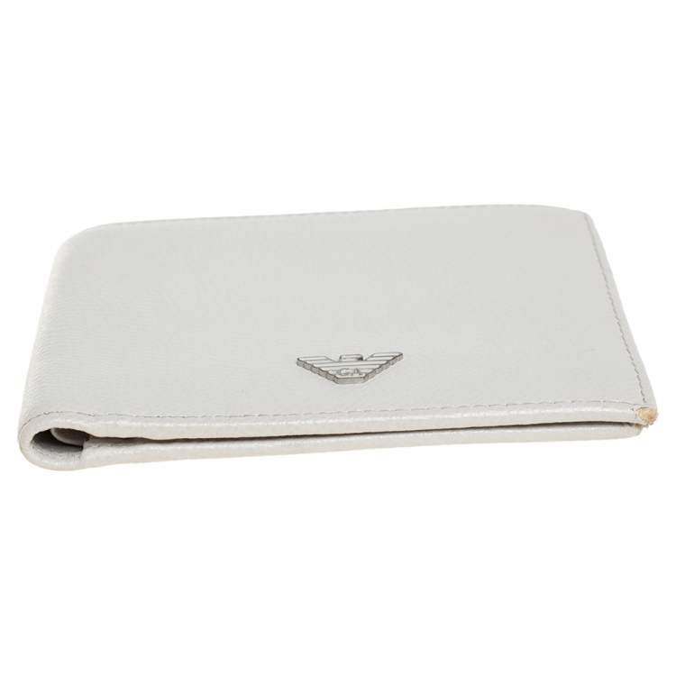 Pre Owned Giorgio Armani Grey Leather Bifold Wallet