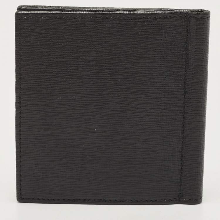 Pre Owned Giorgio Armani Black Leather Logo Bifold Wallet