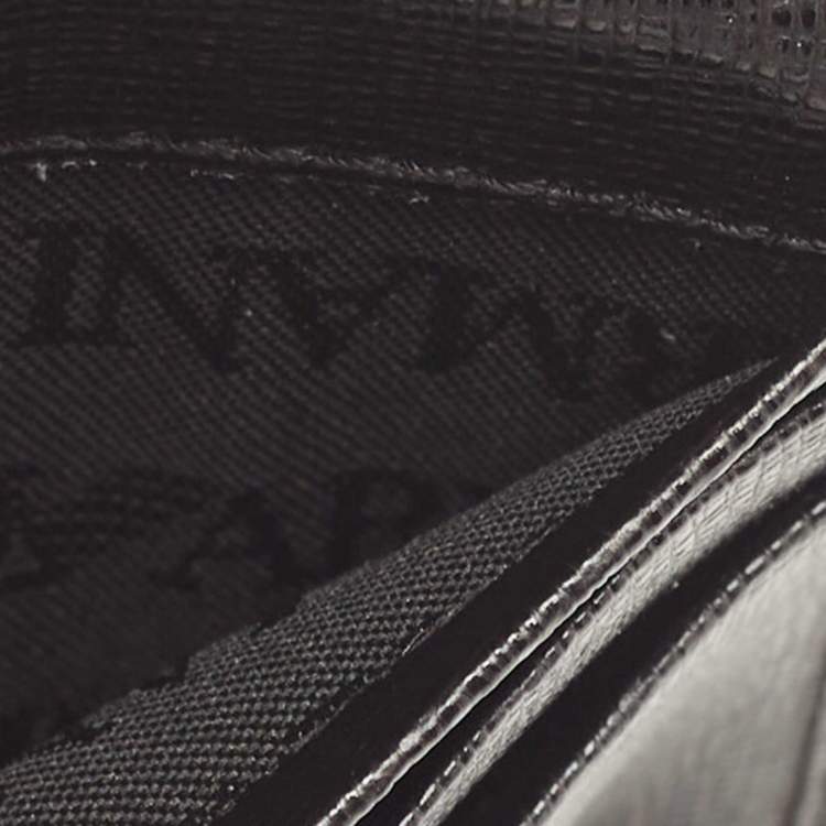 Pre Owned Giorgio Armani Black Leather Logo Bifold Wallet