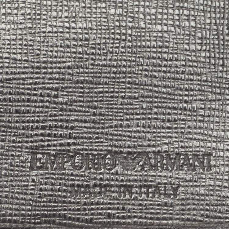 Pre Owned Giorgio Armani Black Leather Logo Bifold Wallet