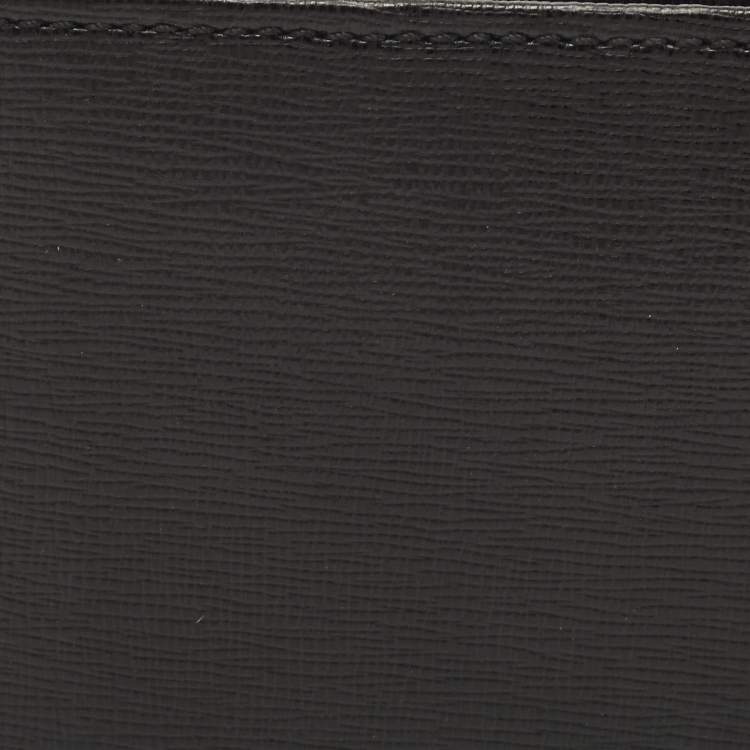 Pre Owned Giorgio Armani Black Leather Logo Bifold Wallet