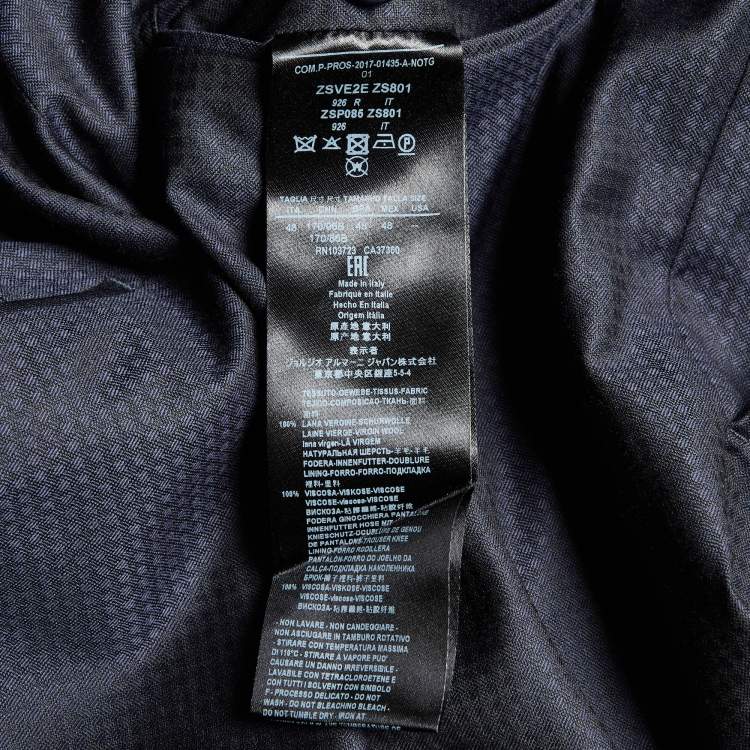 Pre Owned Giorgio Armani Navy Blue Virgin Wool Tailored Suit M