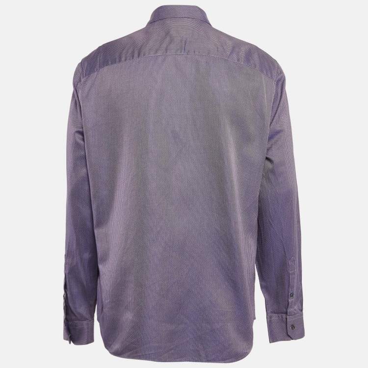 Pre Owned Giorgio Armani Purple Pattern Cotton Button Up Shirt XXXL