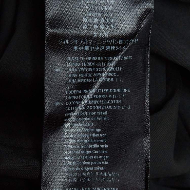 Pre Owned Giorgio Armani Black Wool Tailored Pants S