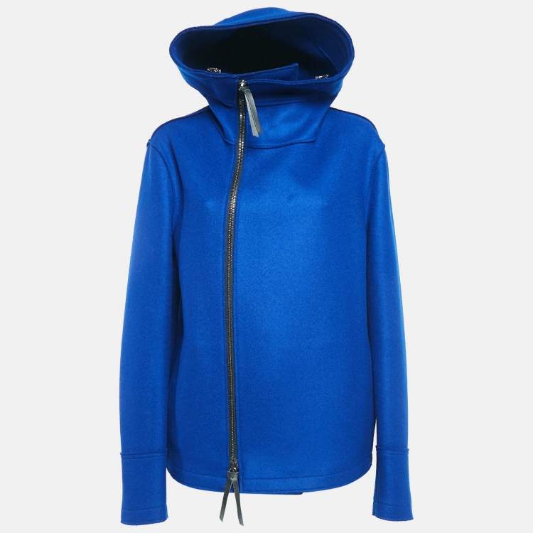 Pre Owned Giorgio Armani Blue Virgin Wool Zip-Up High Neck Coat XL