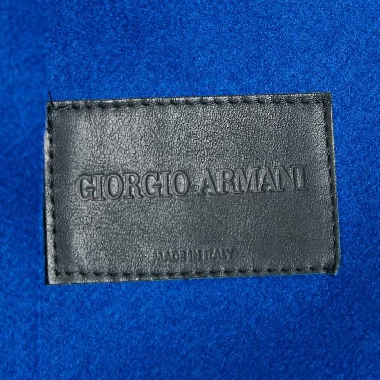 Pre Owned Giorgio Armani Blue Virgin Wool Zip-Up High Neck Coat XL
