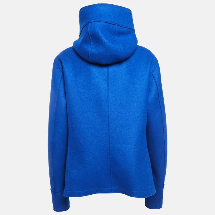 Pre Owned Giorgio Armani Blue Virgin Wool Zip-Up High Neck Coat XL