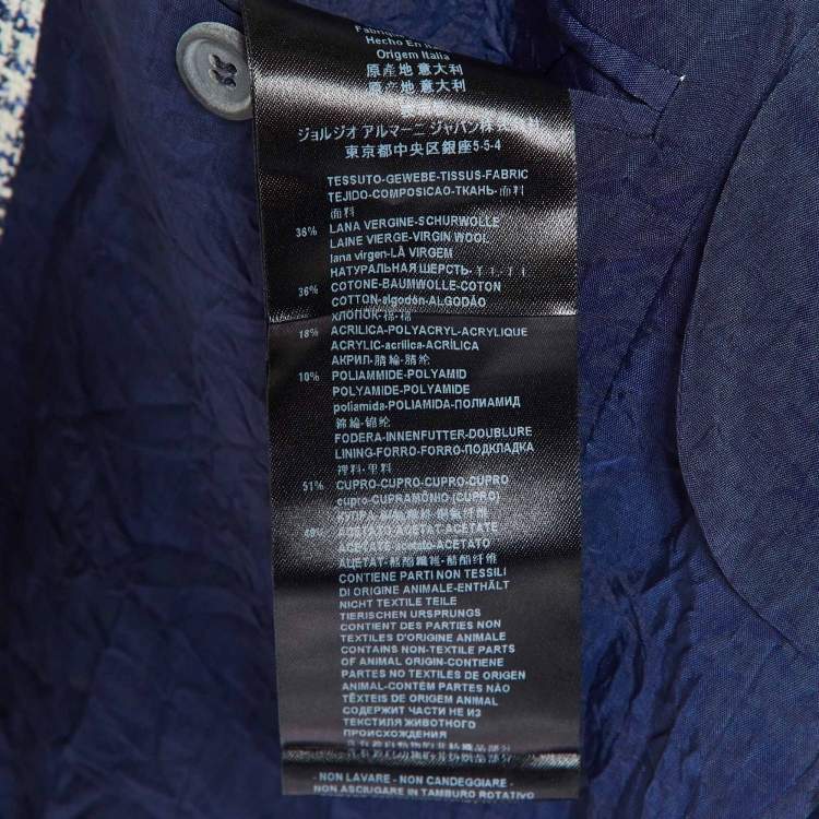 Pre Owned Giorgio Armani Blue/White Plaid Wool Blend George Single Breasted Blazer M