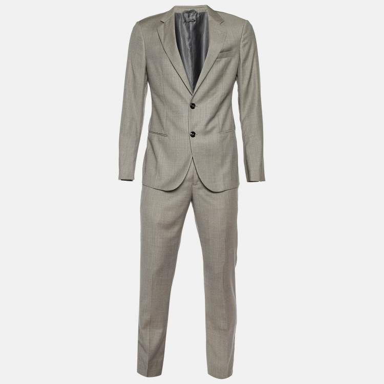 Pre Owned Giorgio Armani Grey Wool Soho Tailored Suit M