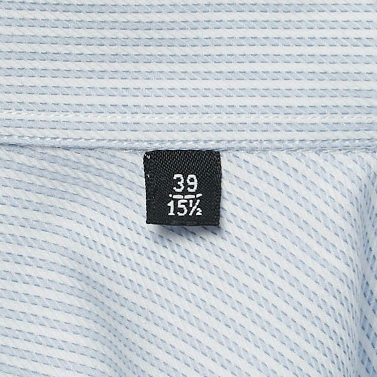Pre Owned Giorgio Armani Blue Stripe Cotton Button Front Shirt M