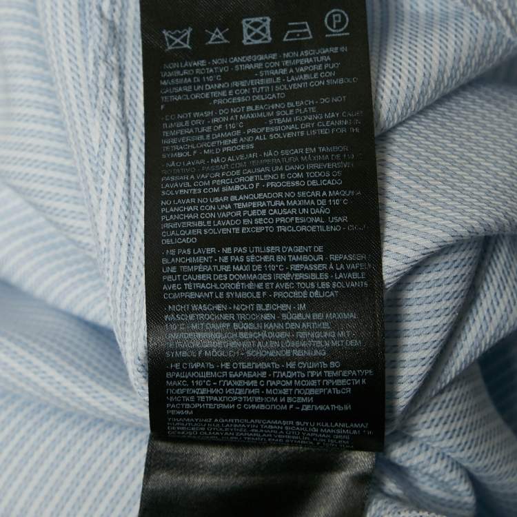 Pre Owned Giorgio Armani Blue Stripe Cotton Button Front Shirt M