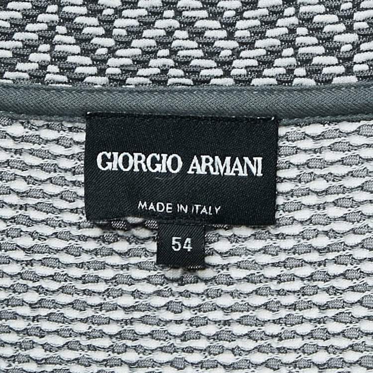 Pre Owned Giorgio Armani Grey Patterned Stretch Knit V-Neck T-Shirt XXL