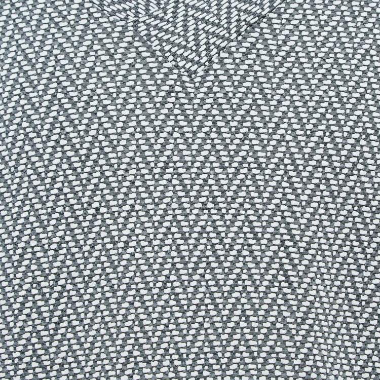 Pre Owned Giorgio Armani Grey Patterned Stretch Knit V-Neck T-Shirt XXL