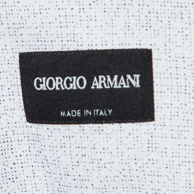 Pre Owned Giorgio Armani White Speckle Print Cotton Long Sleeve Shirt M