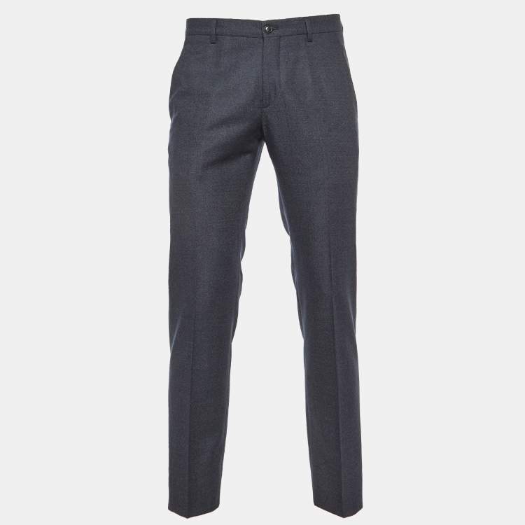 Pre Owned Giorgio Armani Black Virgin Wool Trousers M