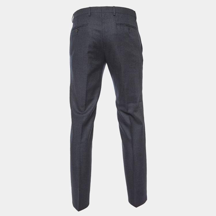 Pre Owned Giorgio Armani Black Virgin Wool Trousers M
