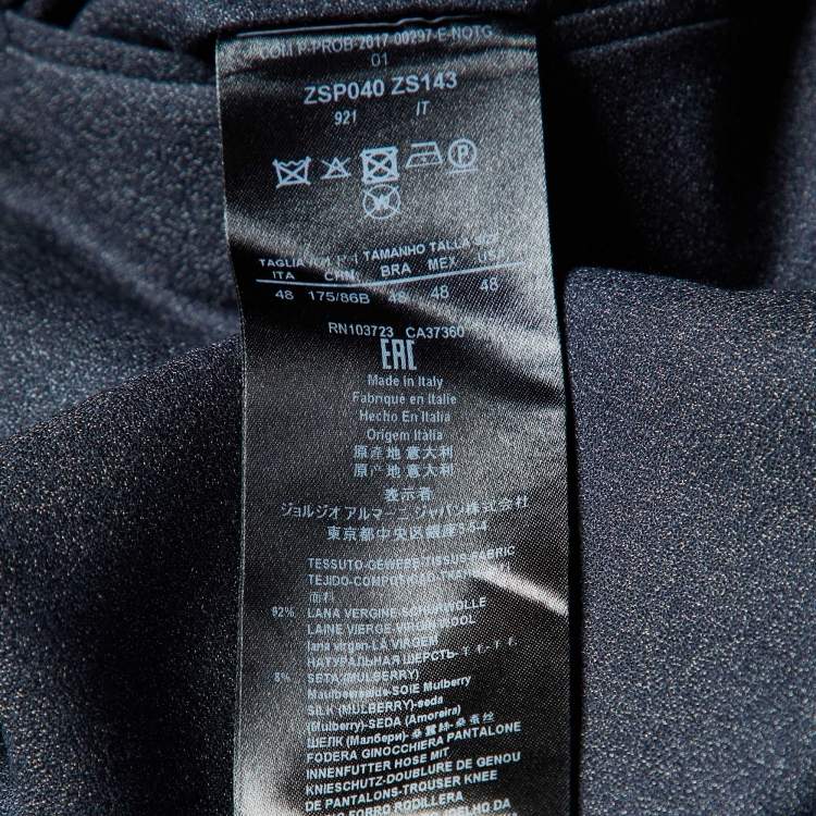 Pre Owned Giorgio Armani Black Virgin Wool Trousers M