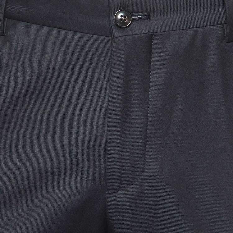 Pre Owned Giorgio Armani Black Wool Tailored Trousers M