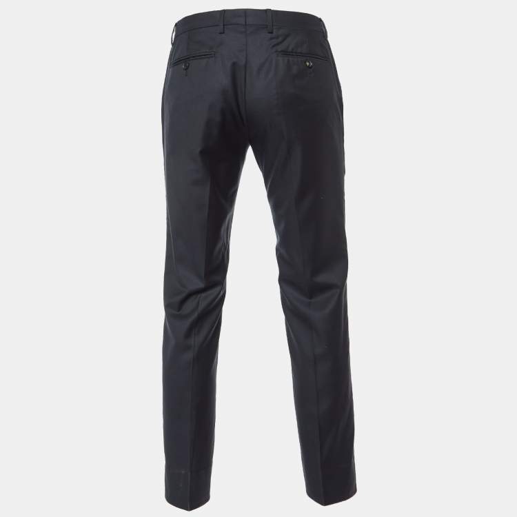 Pre Owned Giorgio Armani Black Wool Tailored Trousers M