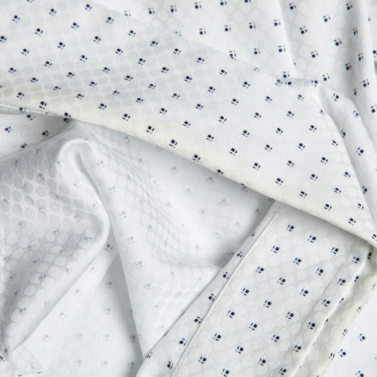 Pre Owned Giorgio Armani White Patterned Cotton Shirt M