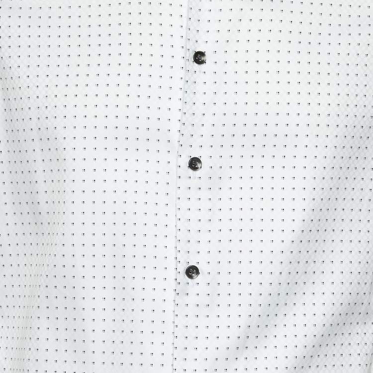 Pre Owned Giorgio Armani White Patterned Cotton Shirt M