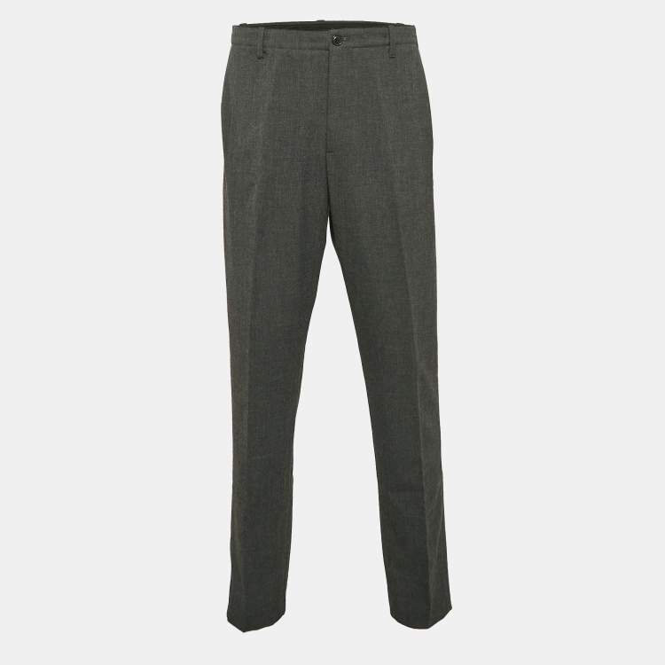 Pre Owned Giorgio Armani Grey Crepe Formal Trousers XXL