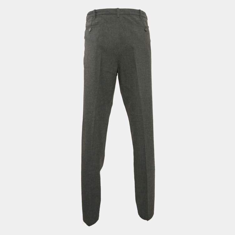 Pre Owned Giorgio Armani Grey Crepe Formal Trousers XXL