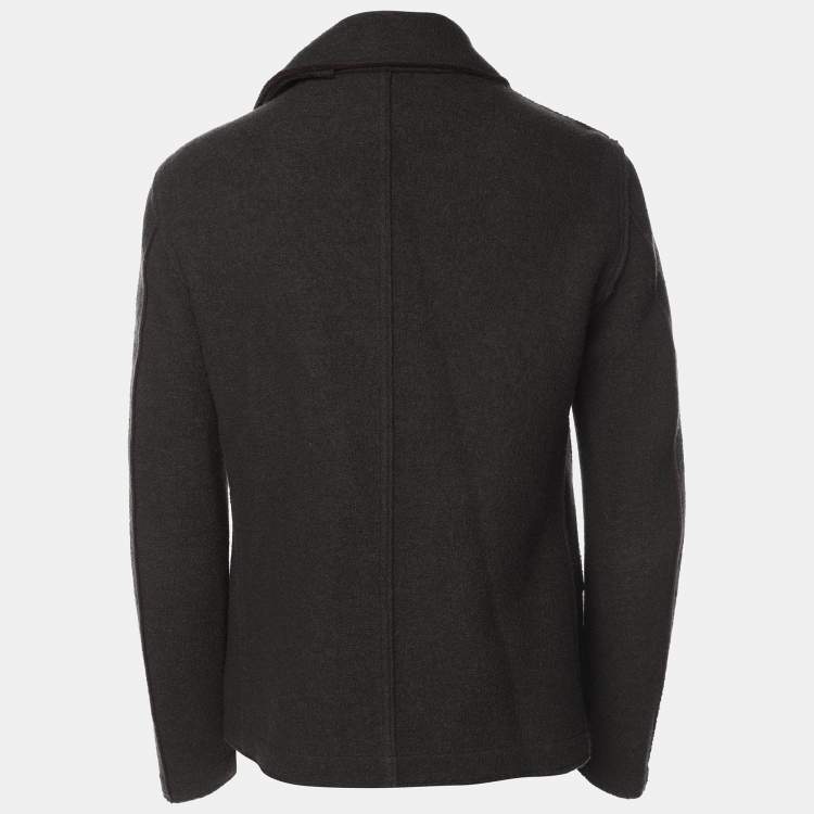 Pre Owned Giorgio Armani Dark Grey Virgin Wool Double Breasted Blazer S