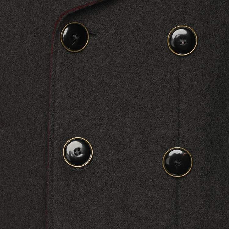 Pre Owned Giorgio Armani Dark Grey Virgin Wool Double Breasted Blazer S