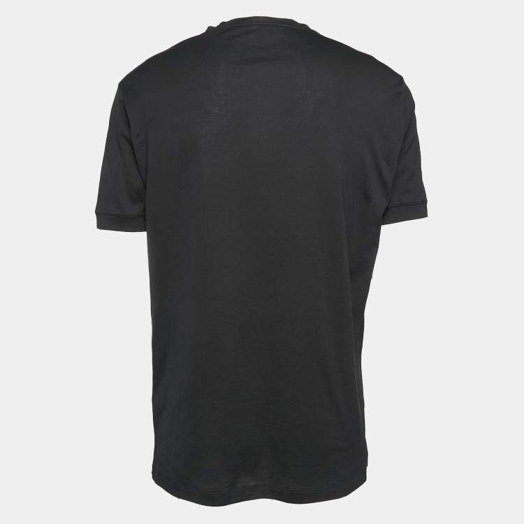 Pre Owned Giorgio Armani Black Cotton Round Neck T-Shirt XXL