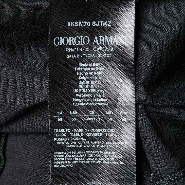 Pre Owned Giorgio Armani Black Printed Cotton Jersey Crew Neck T-Shirt XXL