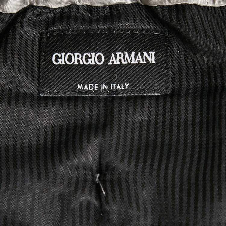 Pre Owned Giorgio Armani Grey Stripe Wool Blend Straight Leg Pants M