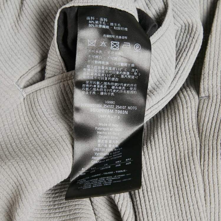 Pre Owned Giorgio Armani Grey Stripe Wool Blend Straight Leg Pants M
