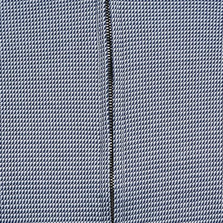 Pre Owned Giorgio Armani Blue Patterned Cotton Blend Knit Zip-Up Shirt M