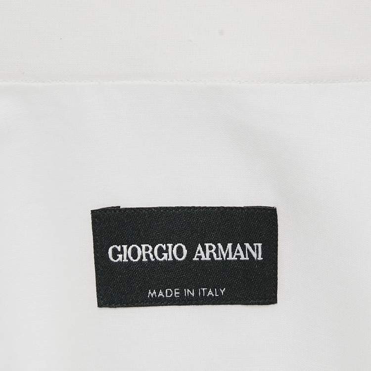 Pre Owned Giorgio Armani White Sheer Cotton Tuxedo Shirt XXXL 