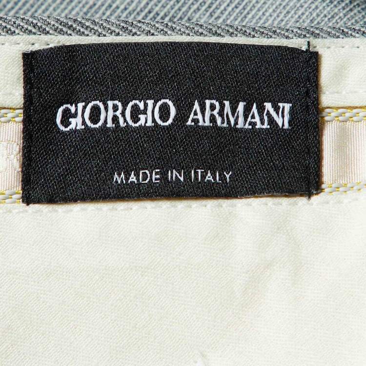 Pre Owned Giorgio Armani Grey Virgin Wool Pants L