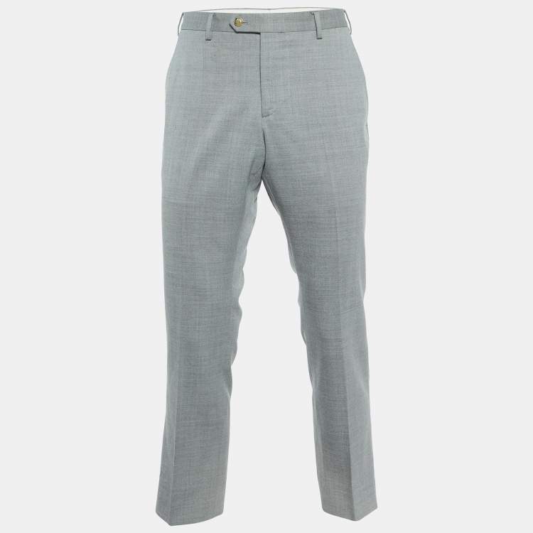 Pre Owned Giorgio Armani Grey Virgin Wool Pants L