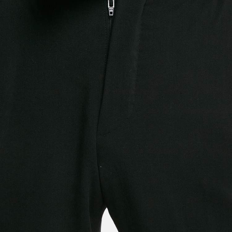 Pre Owned Giorgio Armani Black Virgin Wool Satin Trimmed Pants S