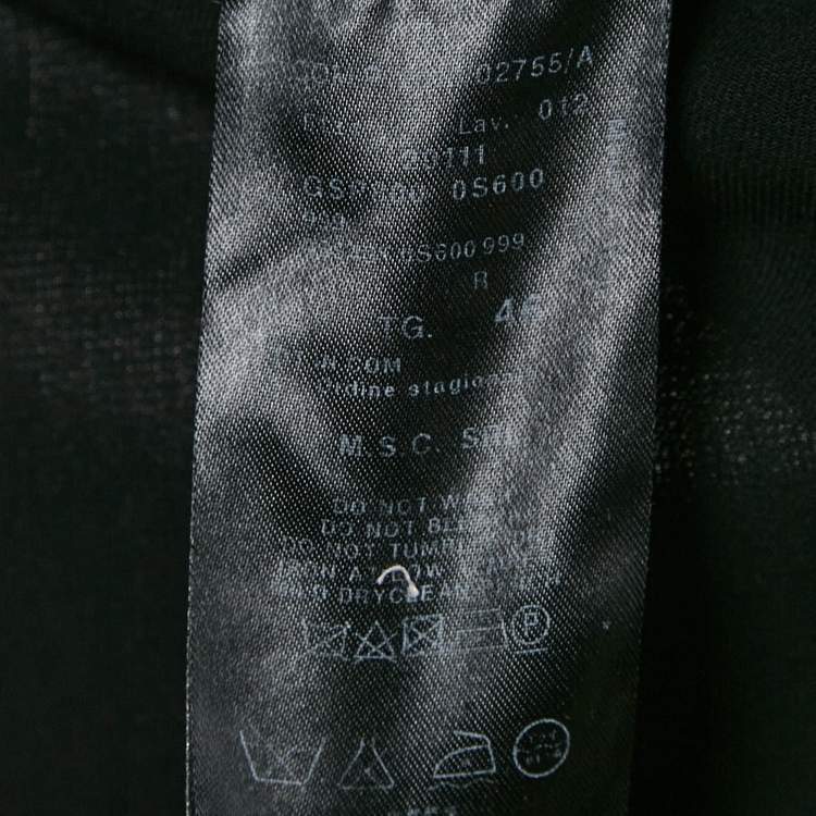 Pre Owned Giorgio Armani Black Virgin Wool Satin Trimmed Pants S