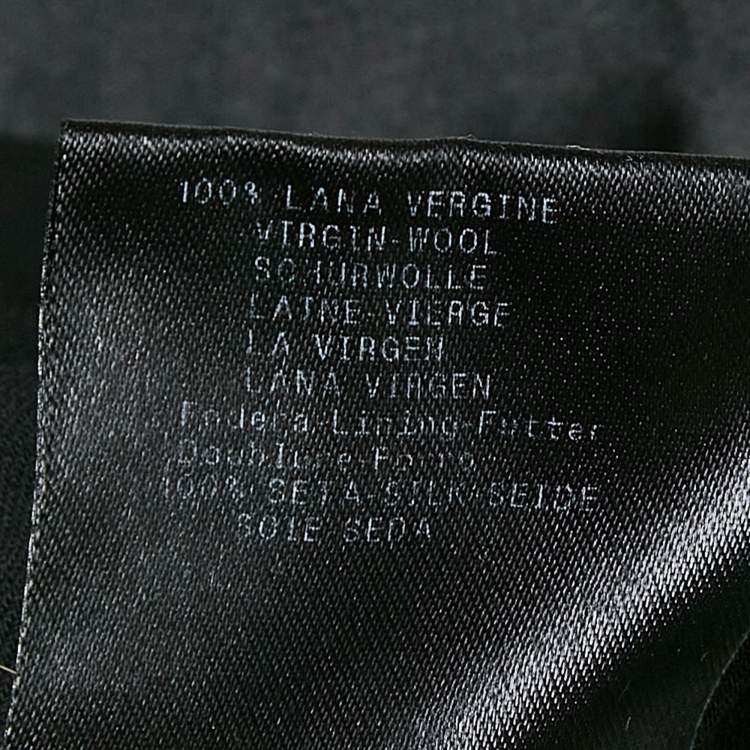 Pre Owned Giorgio Armani Black Virgin Wool Satin Trimmed Pants S