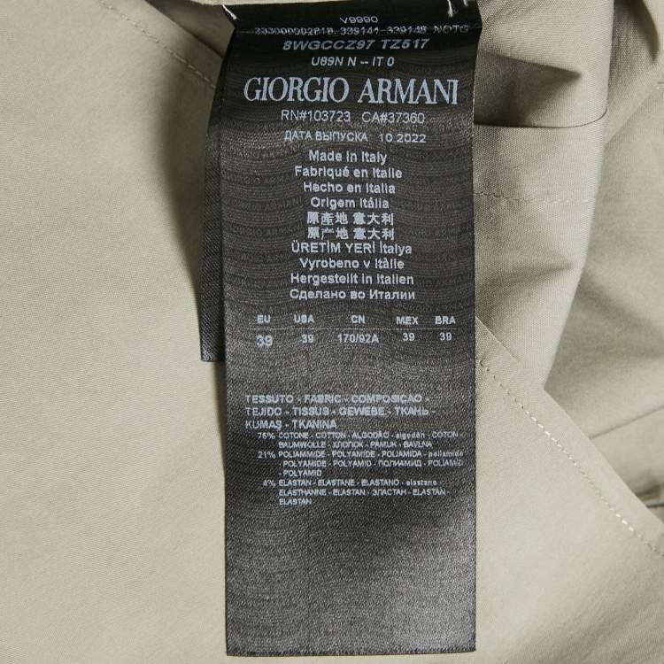 Pre Owned Giorgio Armani Grey Stretch Cotton Long Sleeve Shirt M