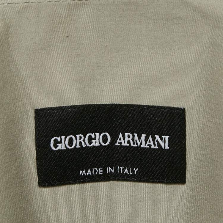 Pre Owned Giorgio Armani Grey Stretch Cotton Long Sleeve Shirt M