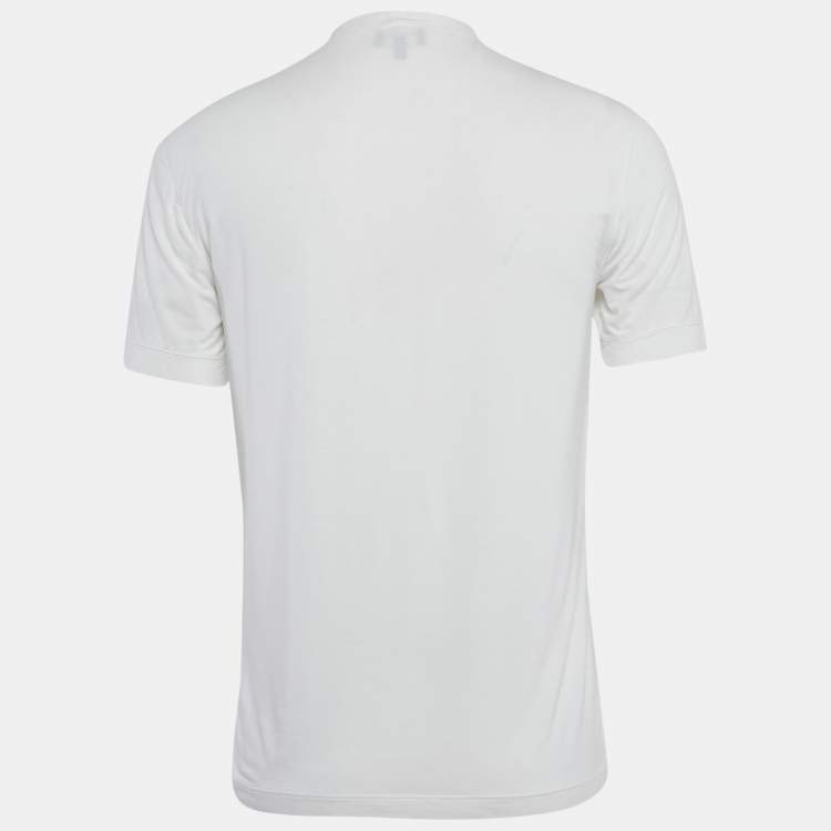 Pre Owned Giorgio Armani White Jersey Round Neck T-Shirt M