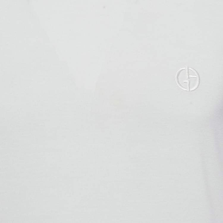 Pre Owned Giorgio Armani White Jersey Round Neck T-Shirt M