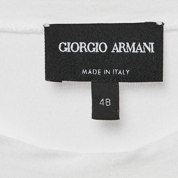 Pre Owned Giorgio Armani White Jersey Round Neck T-Shirt M