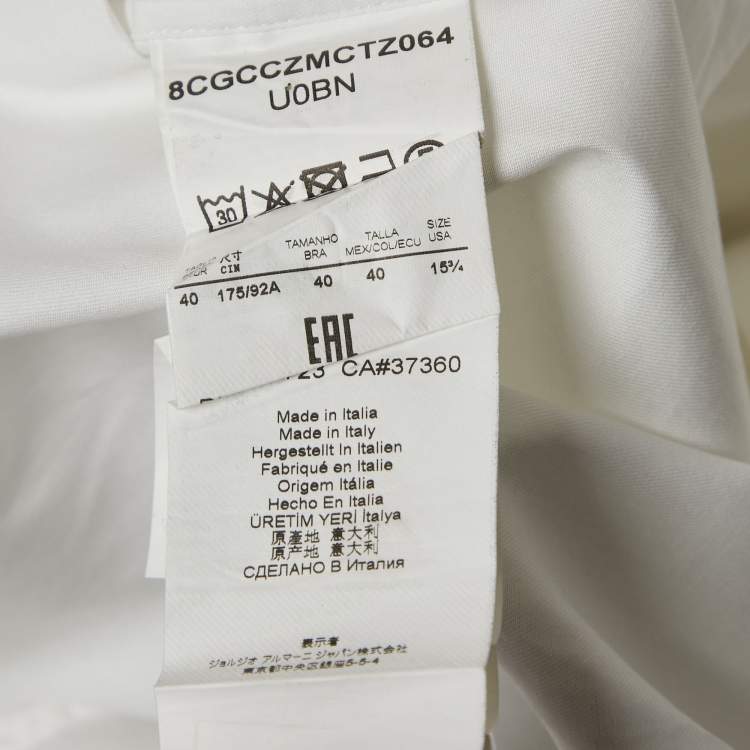 Pre Owned Giorgio Armani White Cotton Long Sleeve Shirt M