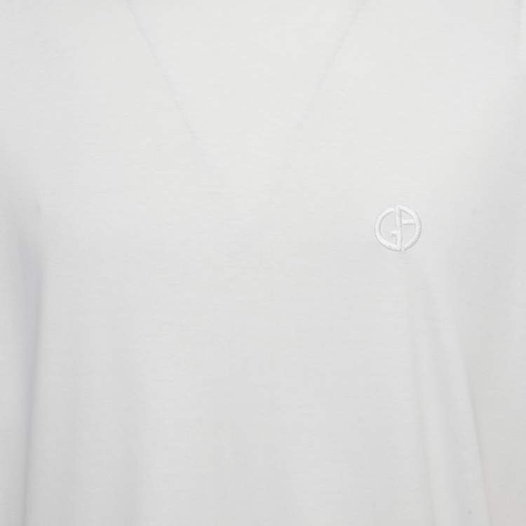 Pre Owned Giorgio Armani White Jersey Crewneck T-Shirt 4XL