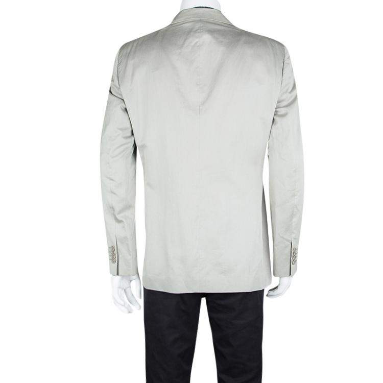 Pre Owned Giorgio Armani Grey Cotton Tailored Blazer XL