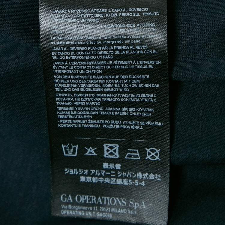 Pre Owned Giorgio Armani Navy Blue Logo Embroidered Jersey T-Shirt 4XL