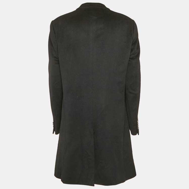 Pre Owned Giorgio Armani Black Felt Wool Single Breasted Coat XXXL